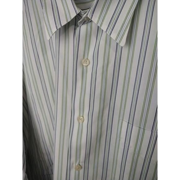 J. Crew Men's XL 17/17.5 shirt Green Label Collared Button Striped Long Sleeve - Picture 7 of 8